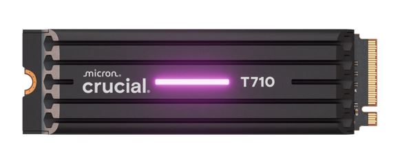 Crucial T710 1TB PCIe Gen5 NVMe 2280 SSD w Heatsink - 14900/13700 MB/s R/W 600TBW 2.2M IOPs 1.5M hrs MTTF with DirectStorage for Intel AMD 5yrs