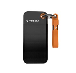 Verbatim 1TB Pocket SSD USB 3.2 Gen 2 1TB Black Orange Convenient Keyring cable holder. Compact