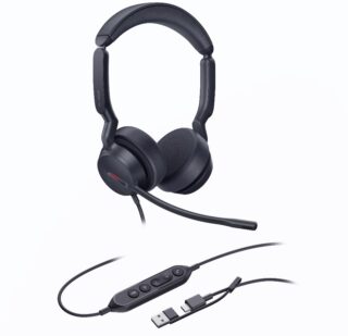 Yealink UH44 Dual UC USB-C/A Unified Communications USB Wired Headset Dual Noise-Canceling Microphones 35mmSpeaker Busylight Leather Ear Cushions