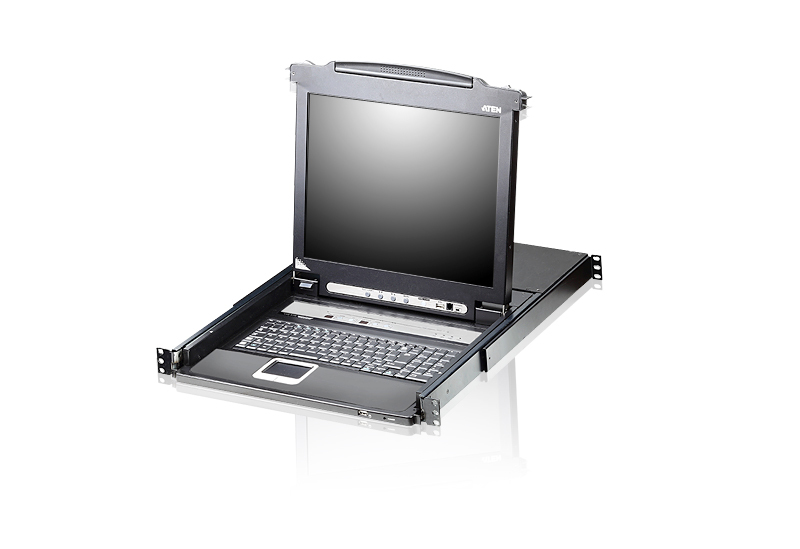 Aten Rackmount KVM Switch Single Rail 16 Port VGA PS/2-USB w/ 19" LCD Display