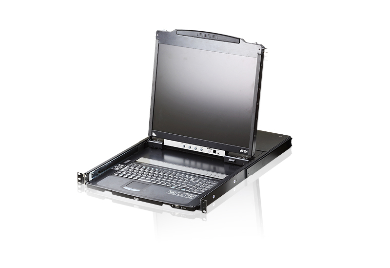 Aten Rackmount Dual Rail LCD Console VGA PS/2-USB w/ 19" LCD Display