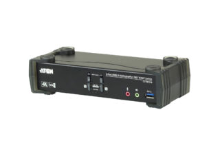 Aten Desktop KVMP Switch 2 Port Single to Dual Display 4k DisplayPort MST w/ audio