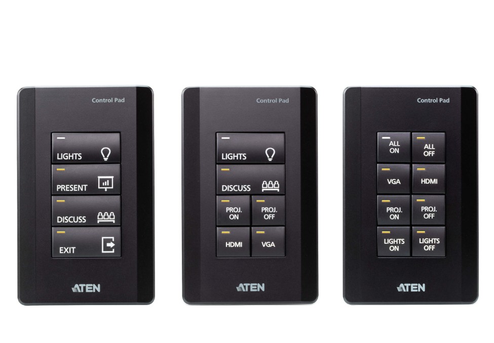 Aten 8 Button Control Pad in black color with 1 Gang US wall plate