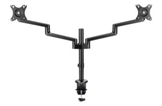 Astrotek Dual Monitor Arm Desk Mount Height Adjustable Stand for 2x LCD Display 23.8" 24" 27" 31.5" 32" 8kg 30° Tilt 180° Swivel 360° Pivot VESA LS