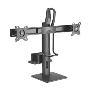 Brateck Dual Screens Vertical Lift Monitor Stand With Thin Client CPU Mount Fit Most 17"-27" Monitor Up to 6kg per screen VESA 100x100
