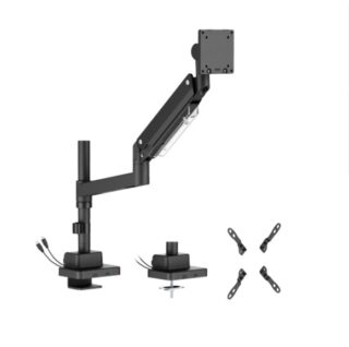 Brateck LDT80-C012UCP Super Heavy-Duty Pole-Mounted Gas Spring Monitor Arm with USB-A and USB-C Ports