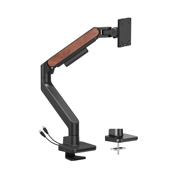 Brateck LDT81N-C012UC Fusion Heavy-Duty Gas Spring Monitor Arm with USB-A/USB-C Ports For most 17"~49" Monitors