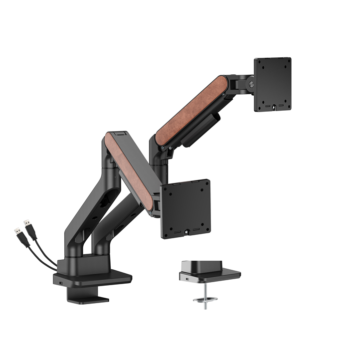 Brateck LDT81N-C024UC Fusion Heavy-Duty Gas Spring Dual Monitor Arm with USB-A/USB-C Ports For most 17"~35" Monitors