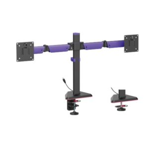 Brateck LDT89-C024L Matte Black Amethyst Articulating RGB Lighting Gaming Dual Monitor Arm