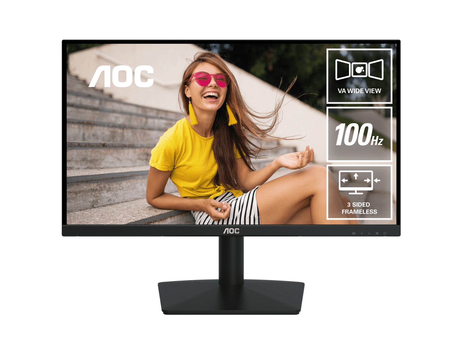 AOC 21.45"100Hz 1920 × 1080 (FHD) VGA × 1 HDMI 1.4 × 1 AdaptiveSync 3-Sided Frameless Low Blue Mode