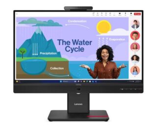 LENOVO ThinkVision T24D-4V 23.8"24" FHD IPS Monitor 1920x1080 16:9 Height Adjustable Tilt Swivel Pivot DP HDMI USB-C hub LAN Hub Webcam Speaker