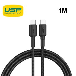 USP BoostUp Braided USB-C to USB-C Cable (1M) Black -3A Fast Safe Charge