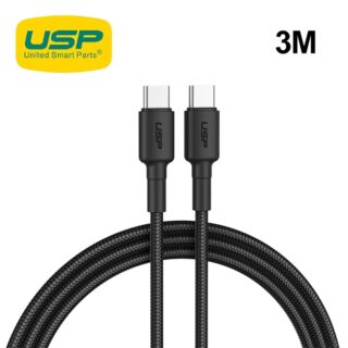 USP BoostUp Cafule Braided USB-C to USB-C Cable (3M) Black - 3A