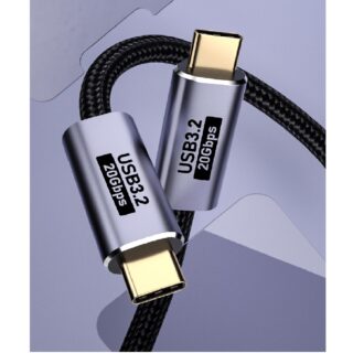 USP BoostUp Cafule Braided USB-C to USB-C (3.2 Gen 2x2) Charge Video Cable (1M) - Black