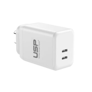 USP 45W Dual Port USB-C PD GaN Fast Wall Charger - White