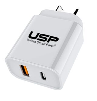 USP 20W Dual Port Fast Wall Charger - White