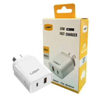 USP 30W Dual Port Fast Wall Charger - White
