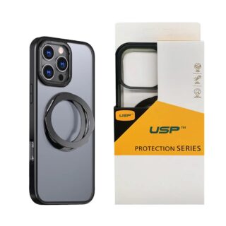 USP Apple iPhone Air (6.5") ShockProof Case with MagSafe Black - 360° Rotatable Ring-Stand