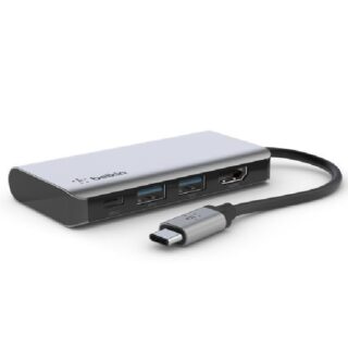 Belkin Connect USB-C 4-in-1 Multiport Adapter + USB-C Cable (13CM) - Space Grey(AVC006btSGY)