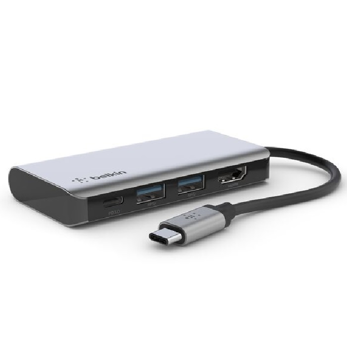 Belkin Connect USB-C 4-in-1 Multiport Adapter + USB-C Cable (13CM) - Space Grey(AVC006btSGY)