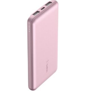Belkin BoostCharge CCC-Certified 10k mAh Power Bank (Triple-Port) + USB-C to USB-A Cable - Pink (BPB011btPK)