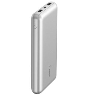 Belkin BoostCharge CCC-Certified 20k mAh Power Bank (Triple-Port) + USB-C to USB-A Cable - Silver (BPB012btSL)