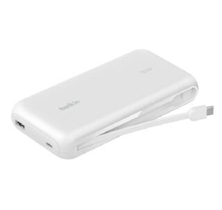 Belkin BoostCharge 20K mAh Power Bank With Integrated USB-C Cable - White (BPB024fqWH)