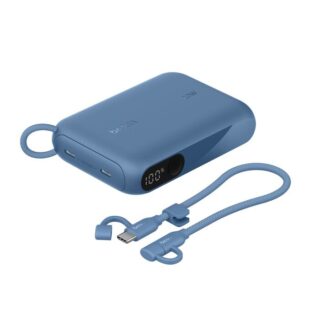 Belkin BoostCharge 10K mAh Power Bank with Display + USB-C to USB-C Cable 60W (15CM) - Blue (BPB027fqBL)