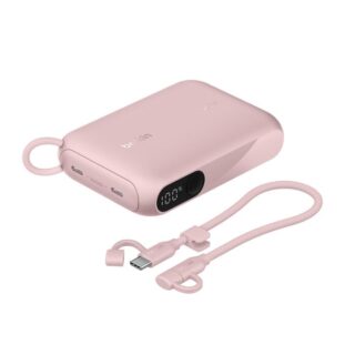 Belkin BoostCharge 10K mAh Power Bank with Display + USB-C to USB-C Cable 60W (15CM) - Pink (BPB027fqPK)