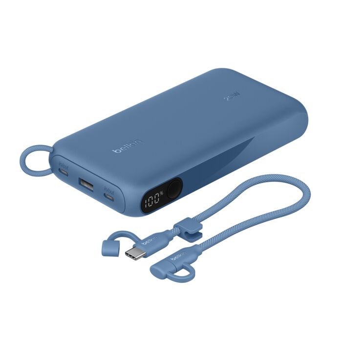 Belkin BoostCharge 20K mAh Power Bank with Display + USB-C to USB-C Cable 60W (15CM) - Blue (BPB028fqBL)