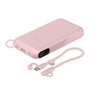 Belkin BoostCharge 20K mAh Power Bank with Display + USB-C to USB-C Cable 60W (15CM) - Pink (BPB028fqPK)