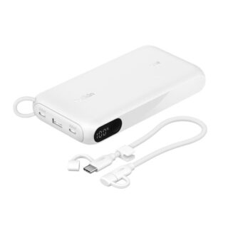 Belkin BoostCharge 20K mAH Power Bank with Display + USB-C to USB-C Cable 60W (15CM) - White (BPB028fqWH)