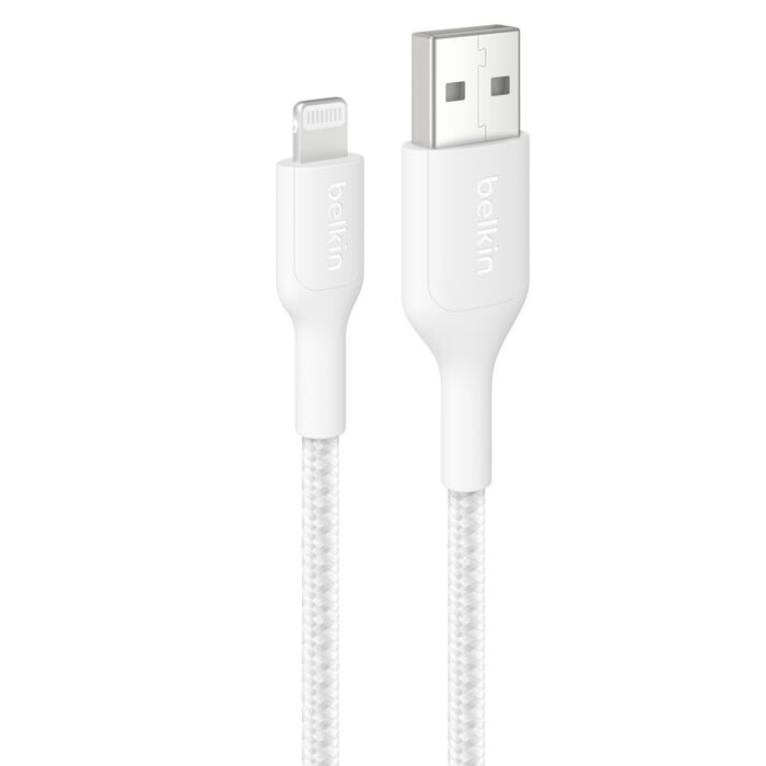 Belkin BoostCharge Pro Braided Lightning to USB-A Cable (2M) - White (CAA020FQ2MWH)