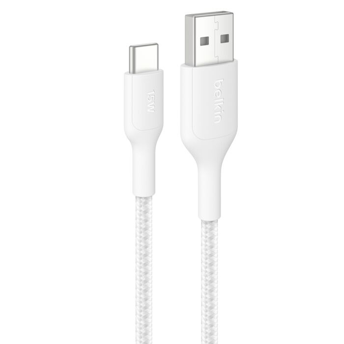 Belkin BoostCharge Pro Braided USB-C to USB-A Cable (1M) - White (CAB022fq1MWH)