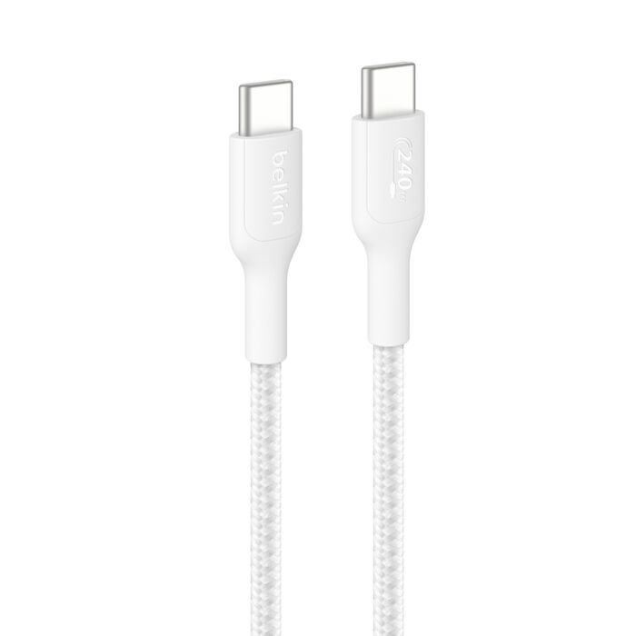 Belkin BoostCharge Pro Braided USB-C to USB-C Cable (2M) -White (CAB025fq2MWH)
