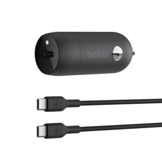 Belkin BoostCharge 30W USB-C Car Charger + USB-C to USB-C Cable - Black(CCA004bt1MBK-B6)