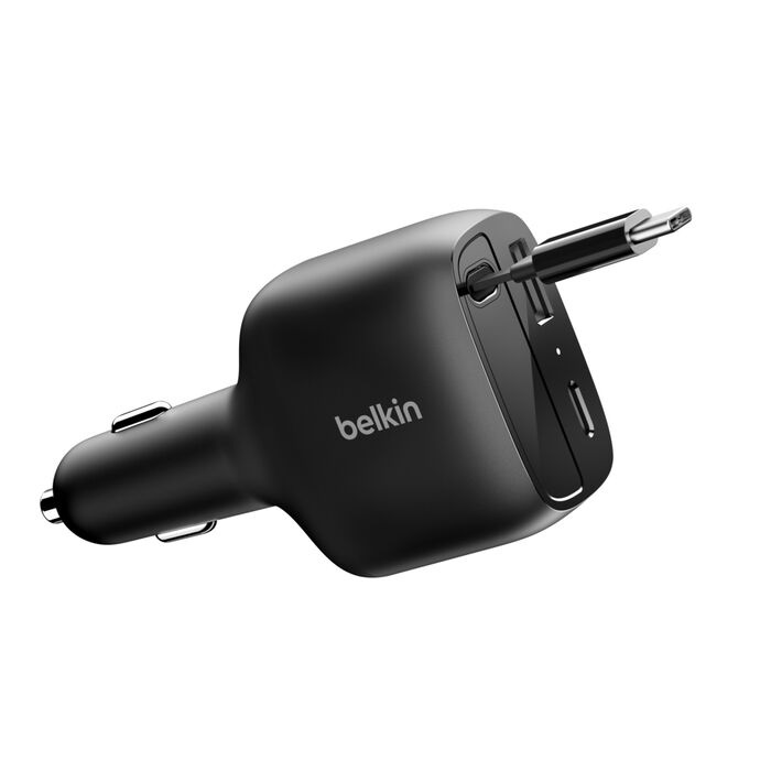 Belkin BoostCharge 75W Retractable Car Charger - Black (CCC001fqBK)