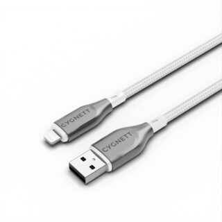 Cygnett Armoured Braided Lightning to USB-A (2.0) (2M) Cable - White (CY4661PCCAL)