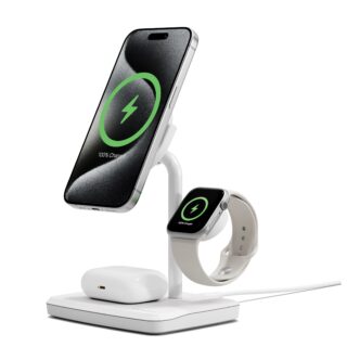 Cygnett ChargeBase Qi2 3-in-1 Magnetic 15W Wireless Charger-White(CY5070BUNCP)