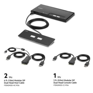 Belkin Cybersecurity and Secure KVM 2-Port Dual Head DP Modular Secure KVM Switch PP4.0 W/ Remote - Black(F1DN202MOD-PP-4)