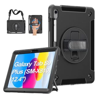 USP Rugged Samsung Galaxy Tab S10+/ Tab S9+ /Tab S9 FE+ (12.4") Case Black -  Built-in-Kickstand