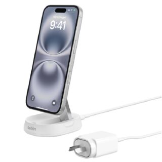 Belkin BoostCharge Pro Convertible Magnetic Wireless Charging Stand With Qi2 + USB-C Cable +20W Wall Charger - White(WIA008auWH)