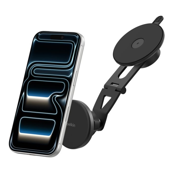 Belkin Boostcharge Magnetic Wireless Charging EV mount With Qi2 15W + USB-C Cable (1M) + 27W Car Adapter - Black (WIC013fqBK)