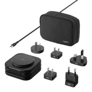 Belkin BoostCharge Pro Convertible 3-in-1 Magnetic Wireless Charging Travel Pad with Qi2 + 36W PSU + USB-C Cable- Black (WIZ024fqBK)