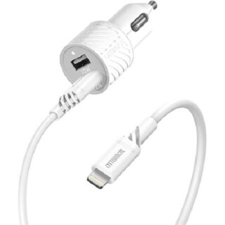 OtterBox Dual Port (24W) Car Charger with Lightning to USB-A Cable (1M) - White (78-52698)
