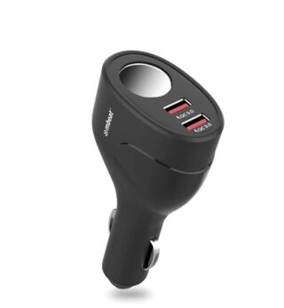 (LS) mbeat® Gorilla Power Dual Port QC3.0 Car Charger and Cigarette Lighter Extender features built-in over heat Package