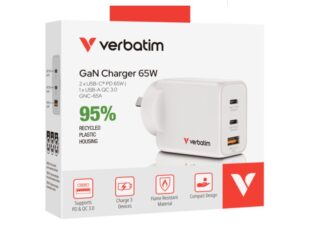 **ON SPECIAL** Verbatim 3 Port 65 Watt Portable GaN charger