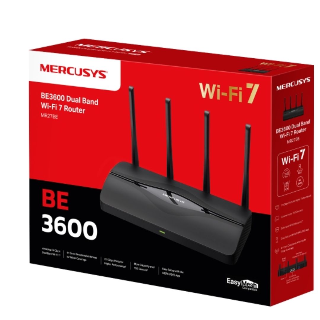 Mercusys MR27BE BE3600 Dual Band Wi-Fi 7 Router (WIFI7) 688 Mbps at 2.4GHz