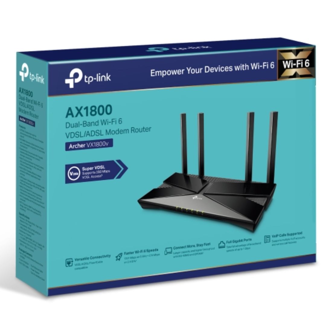 TP-Link Archer VX1800v AX1800 Dual-Band Wi-Fi 6 VDSL Modem Router With VoIP
