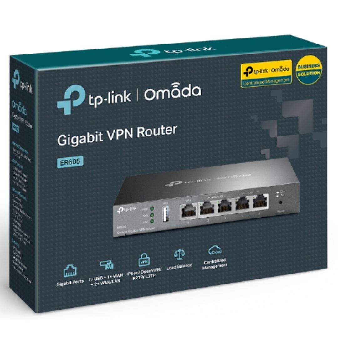 TP-Link TL-ER605 (TL-R605) SafeStream Gigabit Multi-WAN VPN Router PPPoE 1 WAN 3 Changeable WAN/LAN Ports 10BASE-T